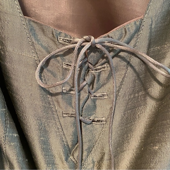 Vintage Silver Dupioni Silk Corset Tank M - Picture 6 of 14